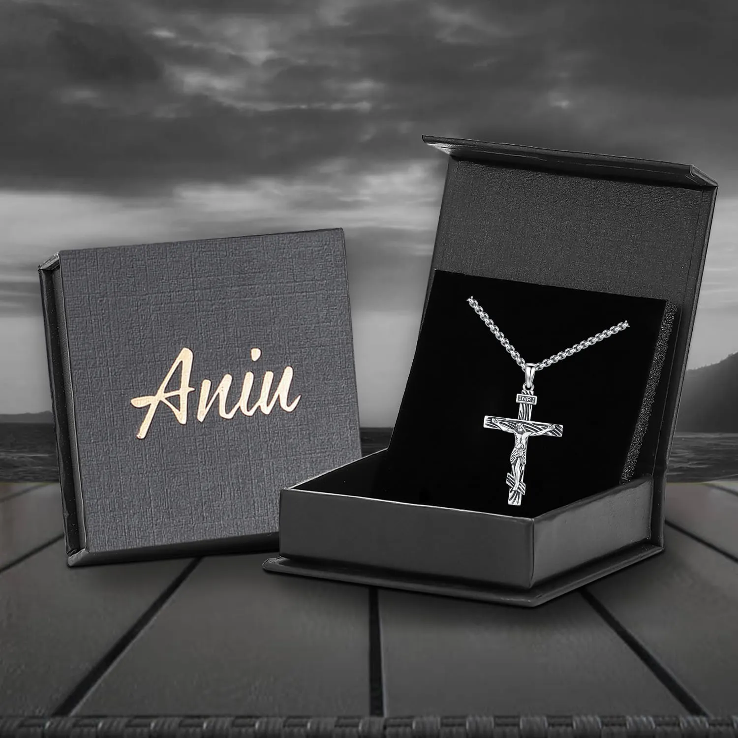 Aniu St. Michael/St. Christopher/St.Bemedict/Jesus Cross Pendant Necklaces Sterling Silver Religious Gifts for Men Women
