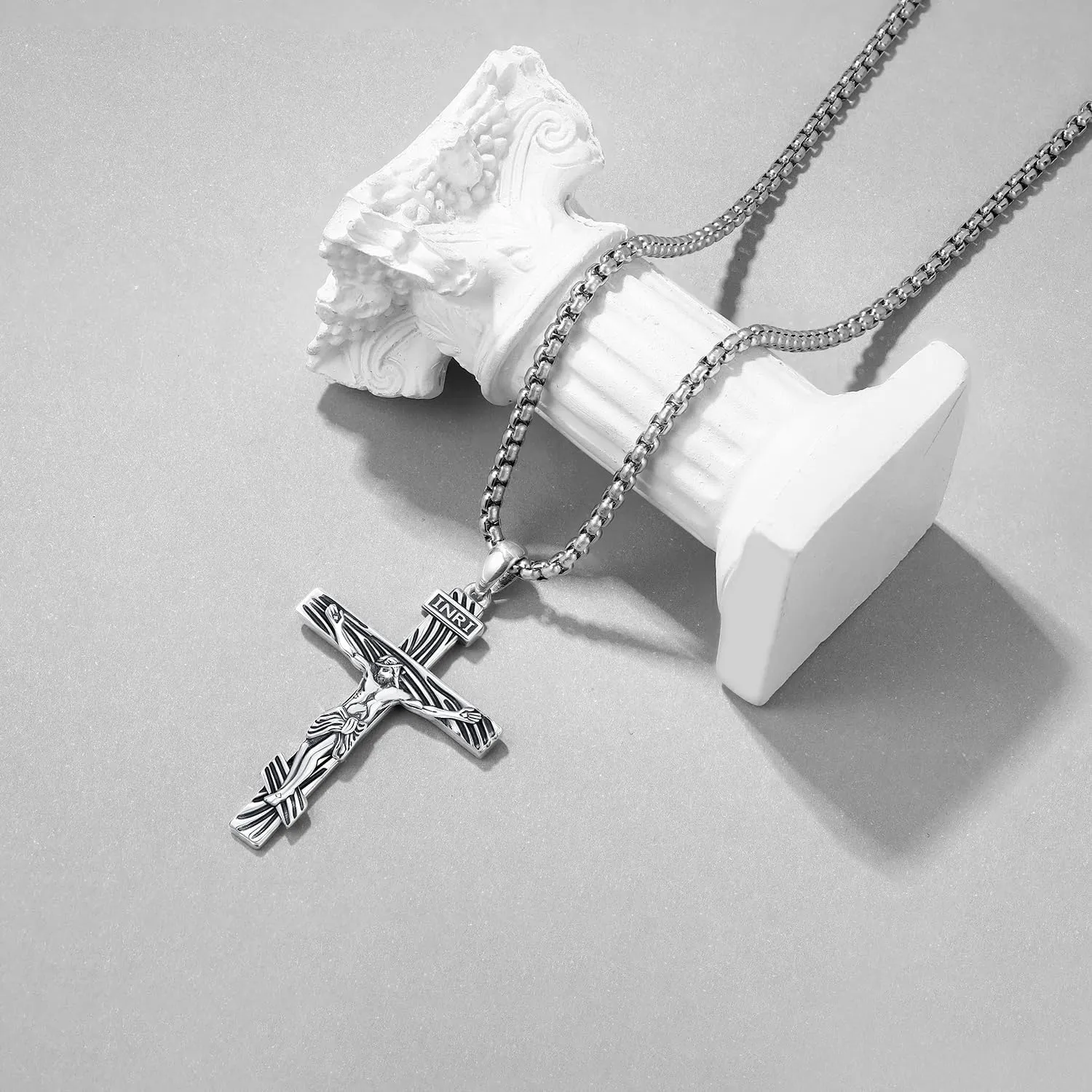 Aniu St. Michael/St. Christopher/St.Bemedict/Jesus Cross Pendant Necklaces Sterling Silver Religious Gifts for Men Women