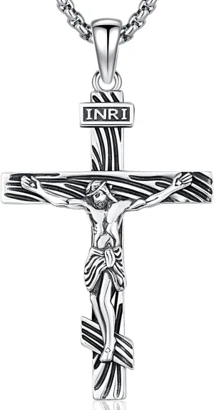 Aniu St. Michael/St. Christopher/St.Bemedict/Jesus Cross Pendant Necklaces Sterling Silver Religious Gifts for Men Women
