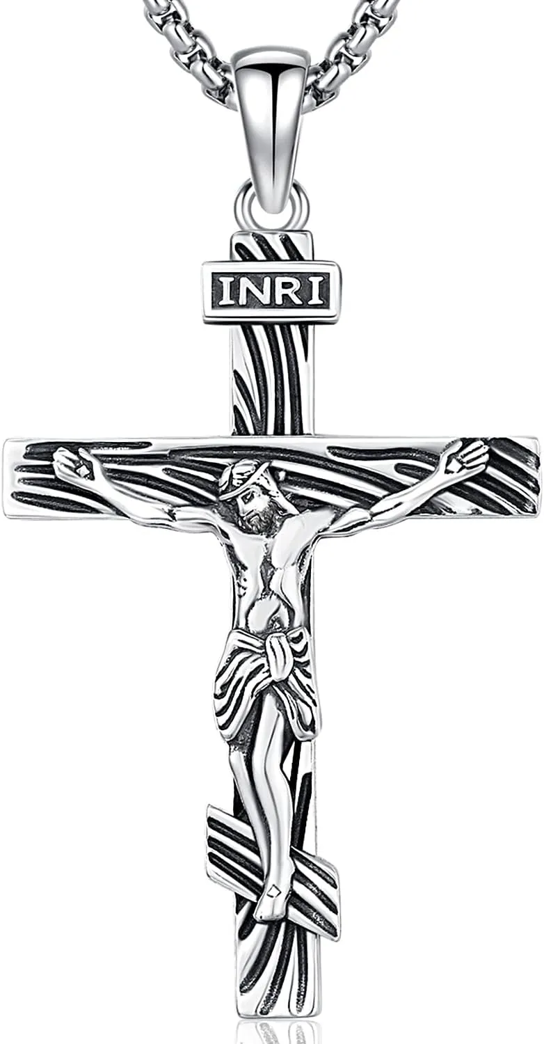Aniu St. Michael/St. Christopher/St.Bemedict/Jesus Cross Pendant Necklaces Sterling Silver Religious Gifts for Men Women