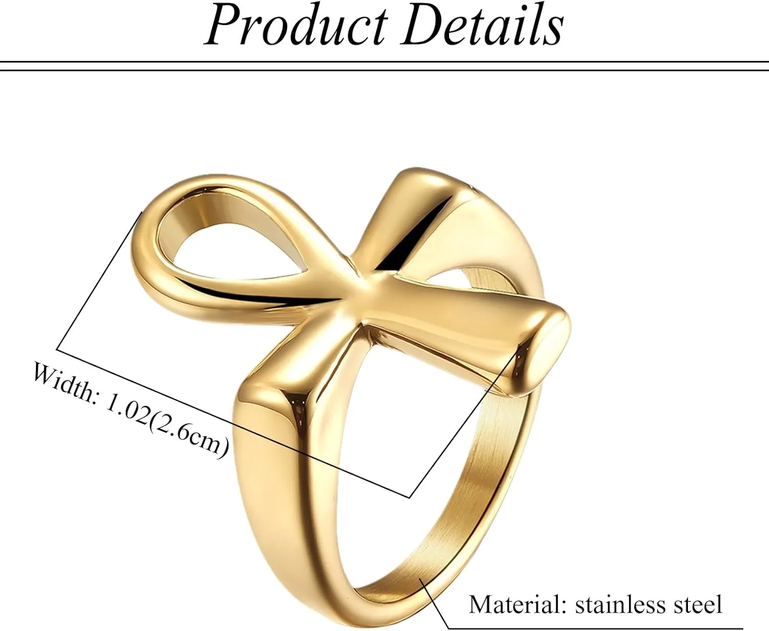 Ankh Cross Egyptian Rings for Men: Stainless Steel Ancient Egyptian Symbol Rings Band for Women