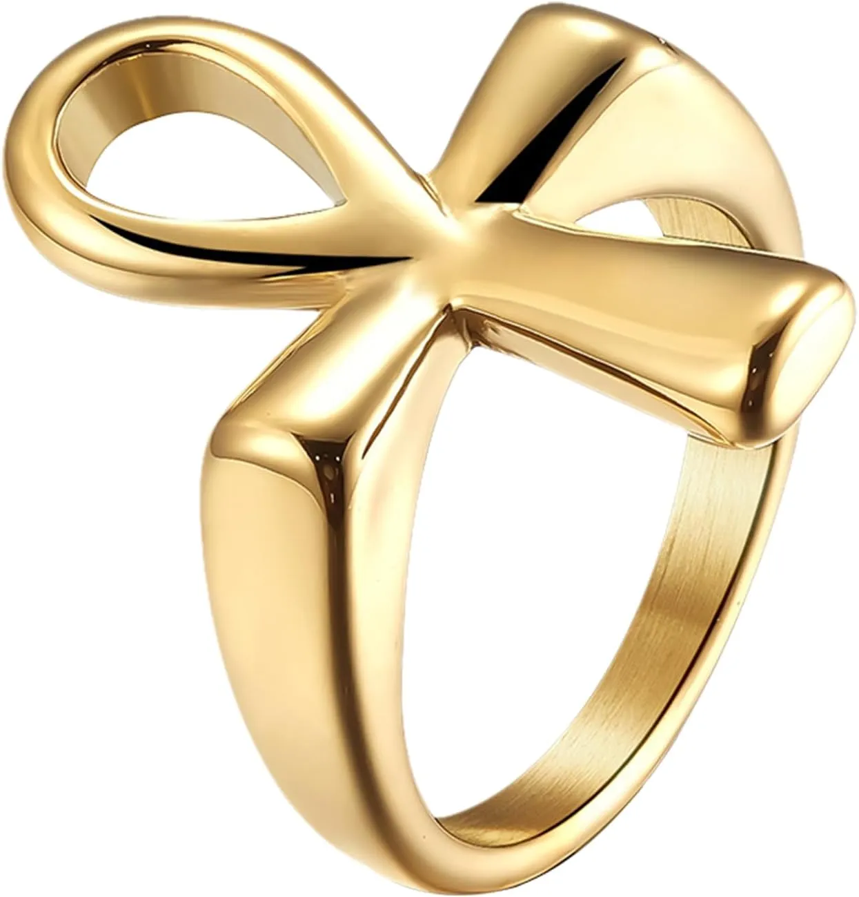 Ankh Cross Egyptian Rings for Men: Stainless Steel Ancient Egyptian Symbol Rings Band for Women