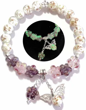 ARTSY Crafts Glow in the Dark Firefly Beads Bracelet, Unique Inspirational Bracelets with Meaning, Mermaid Crystal Healing Chakra Birthday Gifts