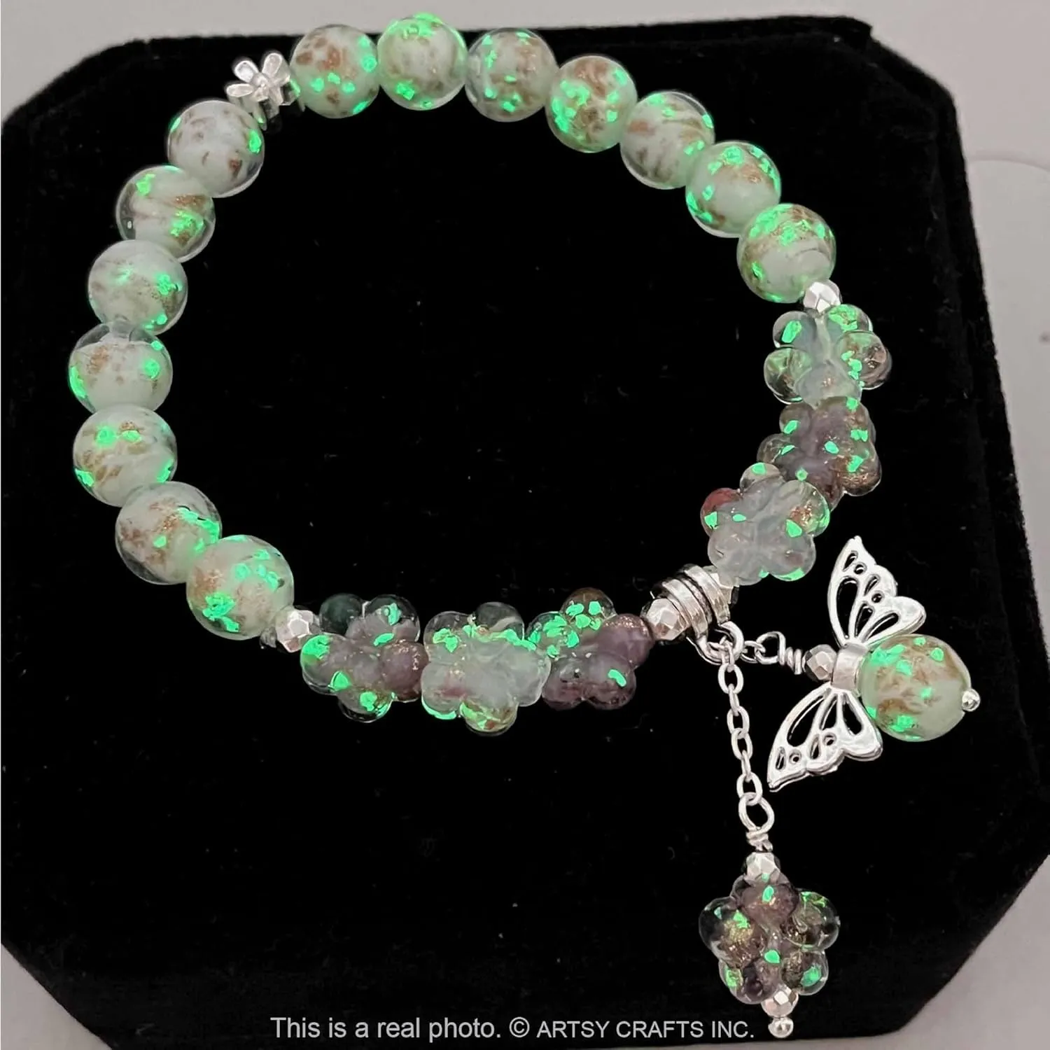 ARTSY Crafts Glow in the Dark Firefly Beads Bracelet, Unique Inspirational Bracelets with Meaning, Mermaid Crystal Healing Chakra Birthday Gifts