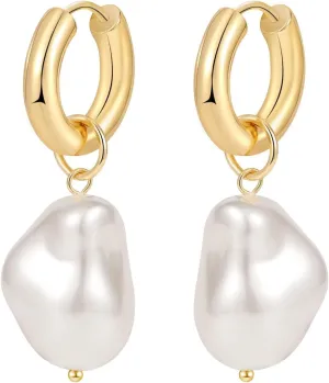 ASCOMY Pearl Earrings for Women 14K Gold/Silver Plated Elegant Dangle Stud Pearl Earrings Handpicked Pearls Dainty Pearl Jewelry Gifts for Women
