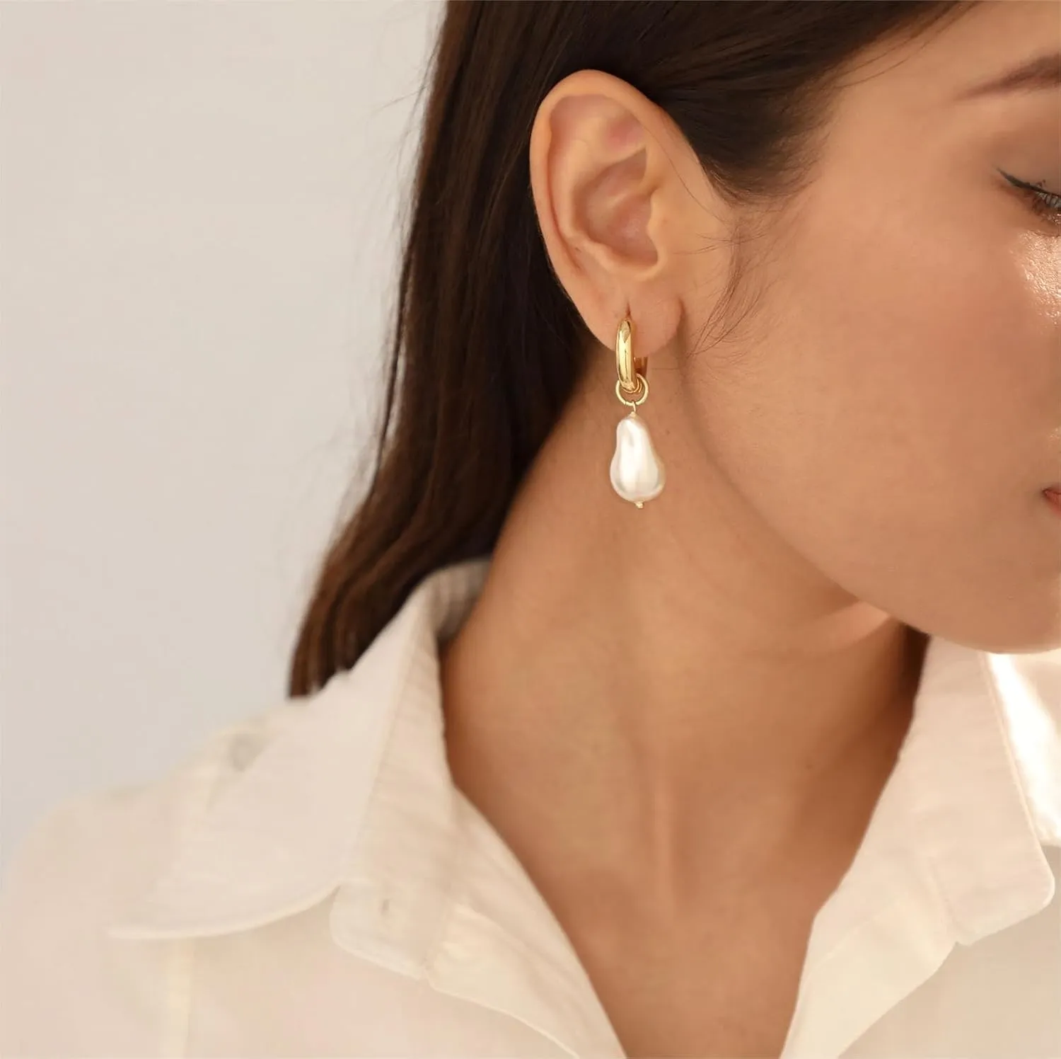ASCOMY Pearl Earrings for Women 14K Gold/Silver Plated Elegant Dangle Stud Pearl Earrings Handpicked Pearls Dainty Pearl Jewelry Gifts for Women