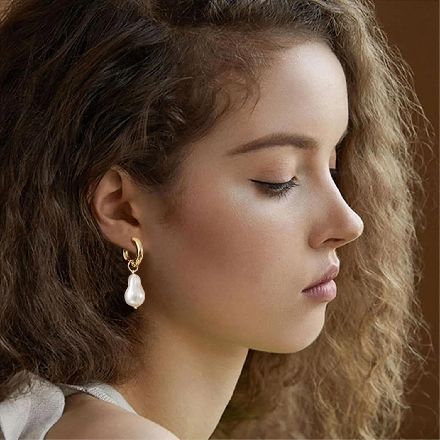 ASCOMY Pearl Earrings for Women 14K Gold/Silver Plated Elegant Dangle Stud Pearl Earrings Handpicked Pearls Dainty Pearl Jewelry Gifts for Women