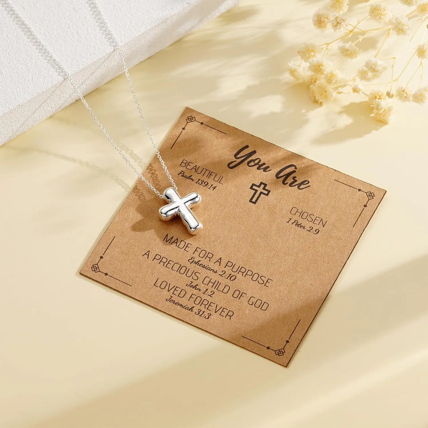 Ascona Cross Necklace for Women, Simple Bubble Cross Pendant Chain Necklaces Christian Religious Jewelry Gifts