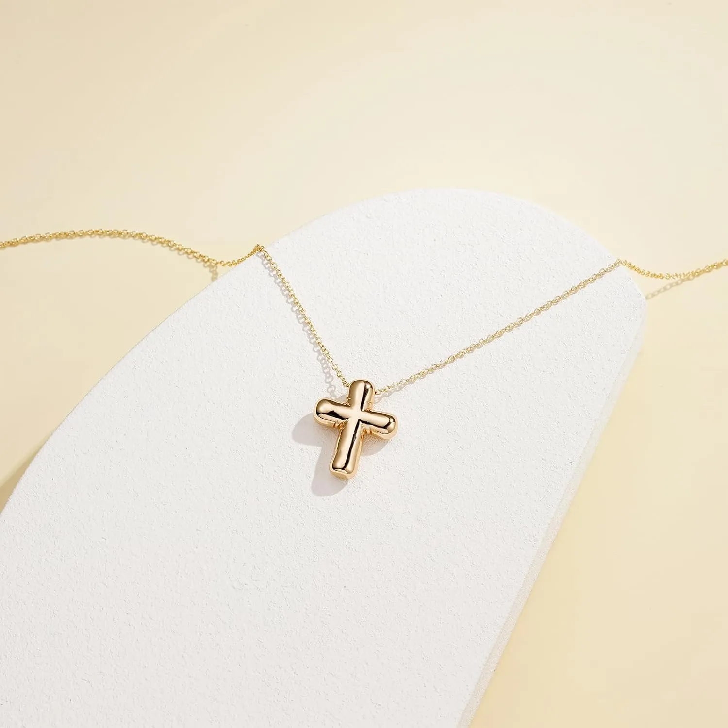 Ascona Cross Necklace for Women, Simple Bubble Cross Pendant Chain Necklaces Christian Religious Jewelry Gifts