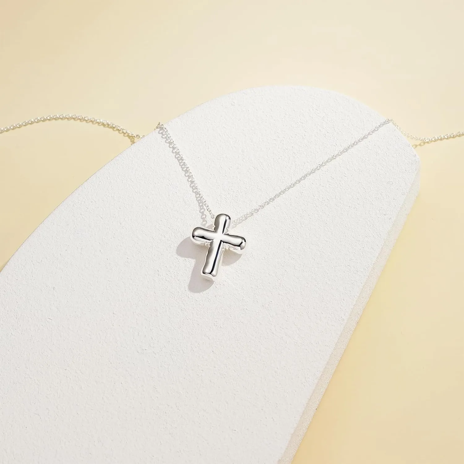 Ascona Cross Necklace for Women, Simple Bubble Cross Pendant Chain Necklaces Christian Religious Jewelry Gifts