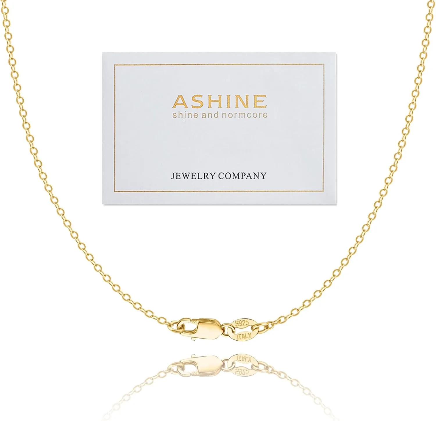 ASHINE 925 Sterling Silver & 14K Gold Pleated Strong Lobster Clasp 1.5mm Italian Chain Necklace - Available in 16, 18, 20, 22, 24, 26, 30 Inches