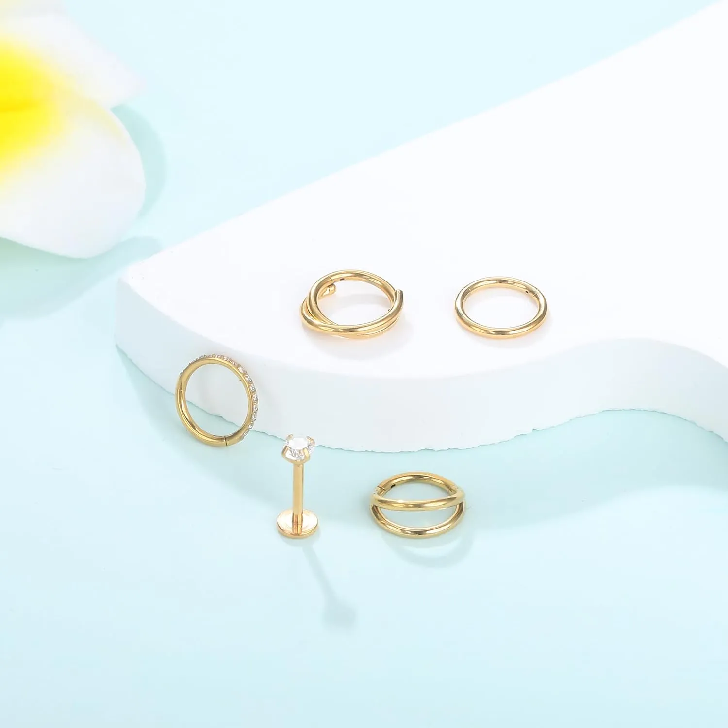Aumeo 20G 18G 16G Nose Rings Hoops 316L Surgical Steel Double Hoop Nose Ring Septum Rings Threadless Nose Stud Tragus Helix Cartilage Daith Piercing Jewelry Silver Gold 7mm 8mm 9mm
