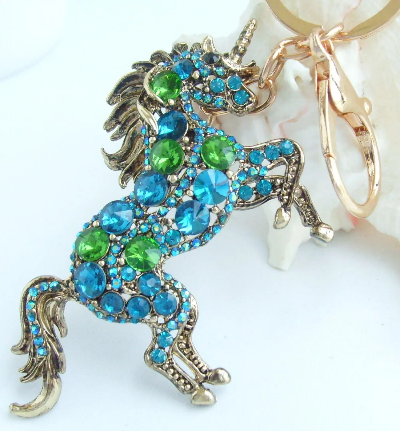 Austrian Crystal Unique 3.35" Unicorn Horse Keychain Pendant K6172