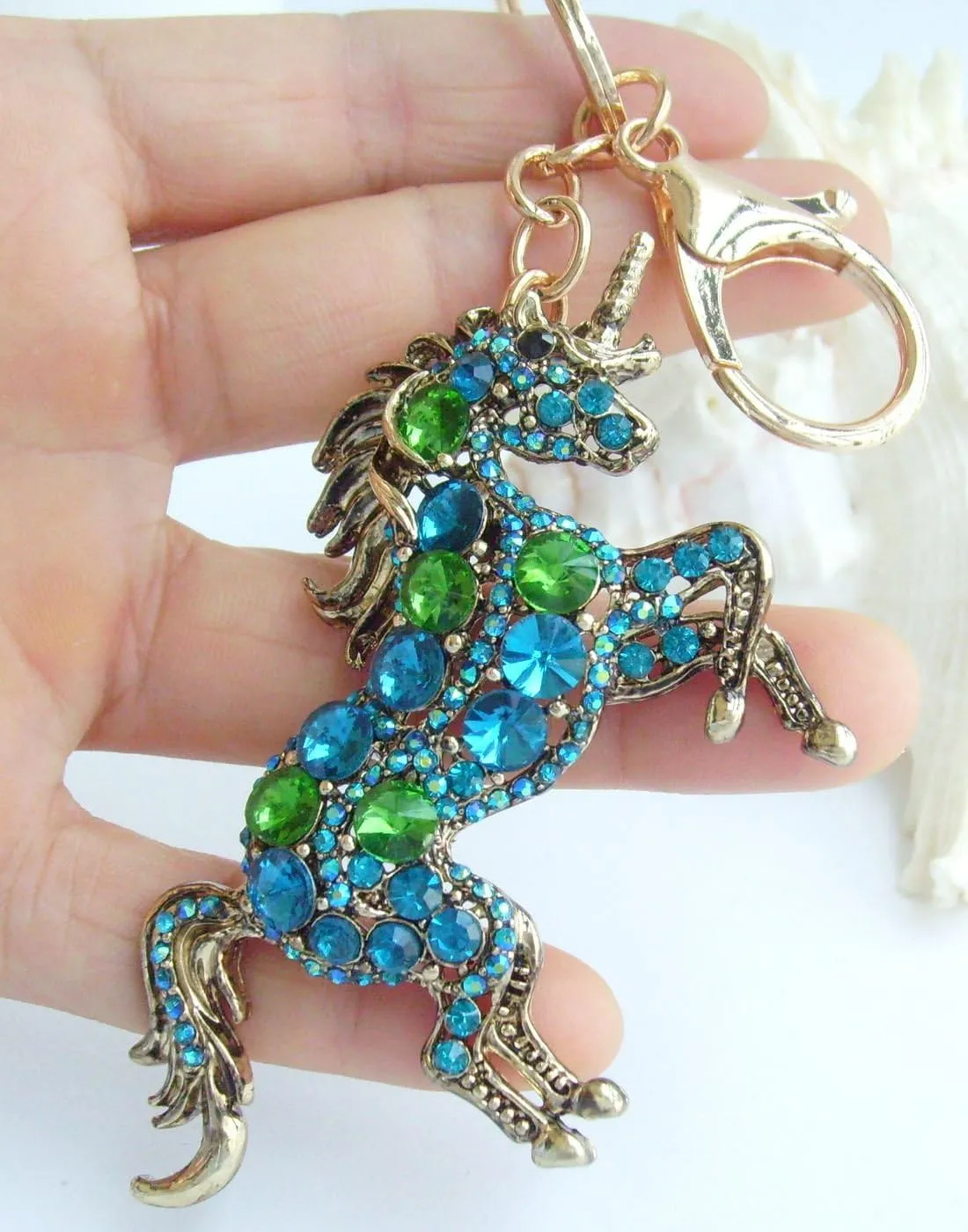 Austrian Crystal Unique 3.35" Unicorn Horse Keychain Pendant K6172