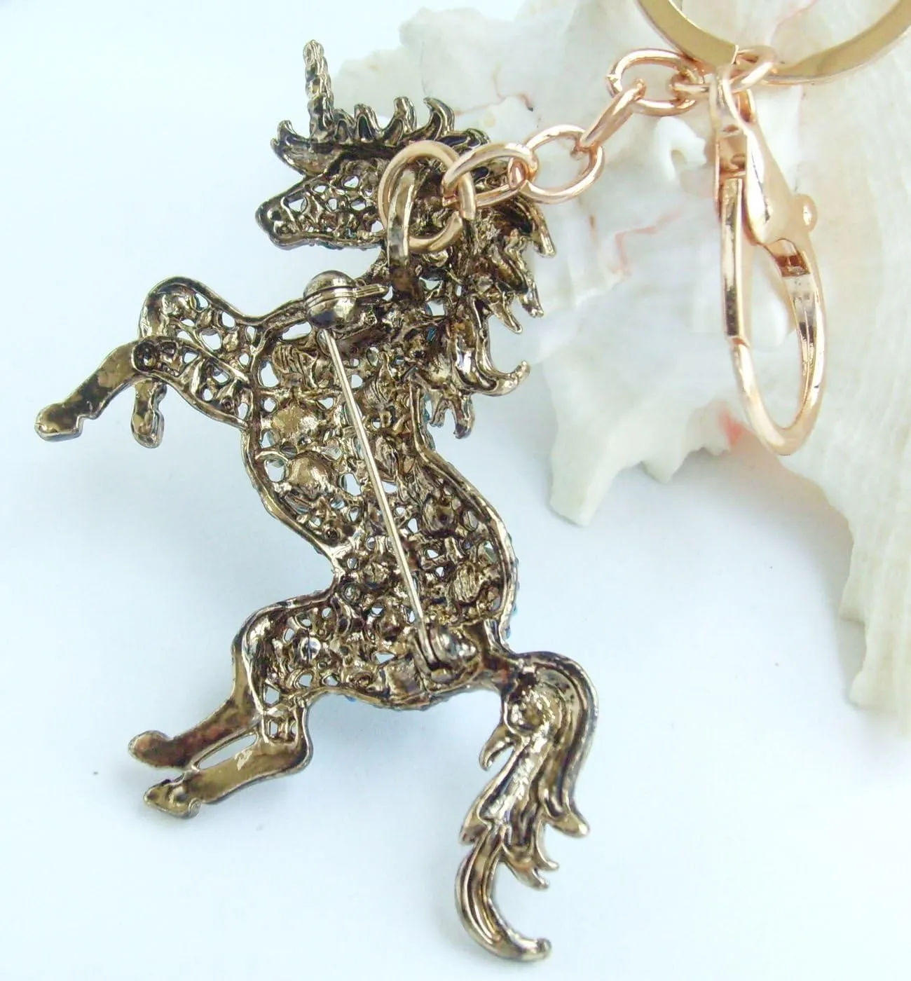 Austrian Crystal Unique 3.35" Unicorn Horse Keychain Pendant K6172