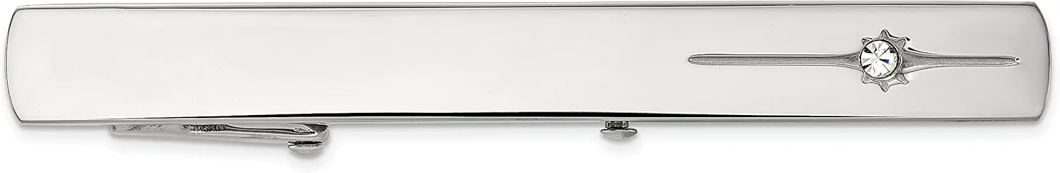 Avariah Chisel Stainless Steel Polished with Preciosa Crystal Tie Bar - 55mm
