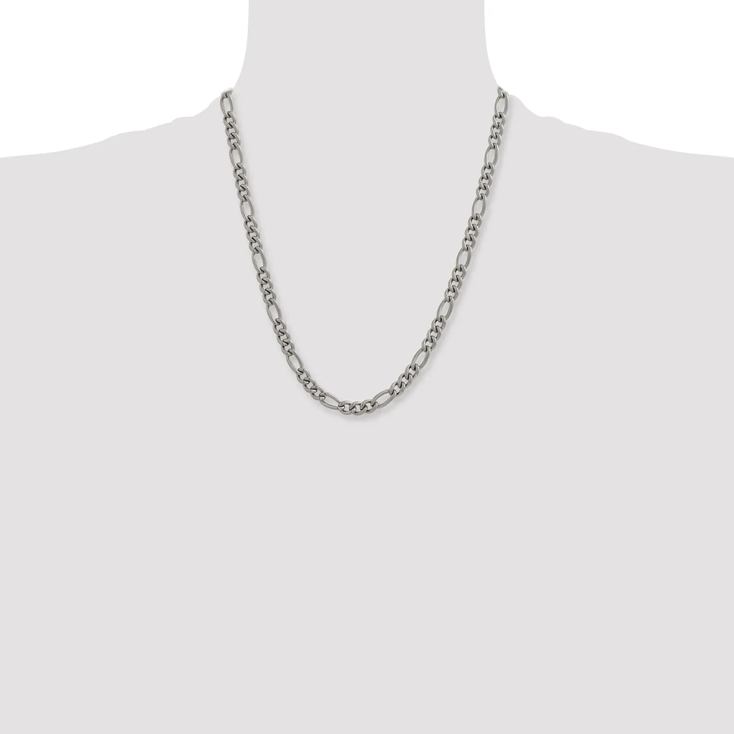 Avariah Chisel Titanium Polished 7mm Figaro Chain - 20" 22" 24"