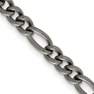 Avariah Chisel Titanium Polished 7mm Figaro Chain - 20" 22" 24"