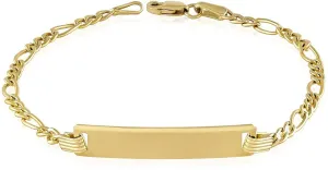 Baby Id Bracelet - Unique Jewelry for Children's - Yellow 14k Gold Bar Bracelets - Free Engraving Newborn Kids Name Gift Adjustable Size 5'' to 6''