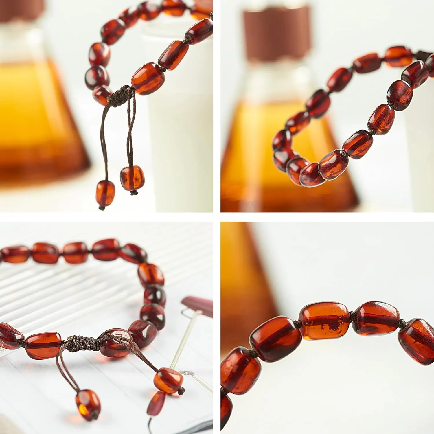 Baltic Amber raw Bracelet Gift Set -100% Certified and Authentic Premium Quality Raw Baltic Amber-True amber stone bead