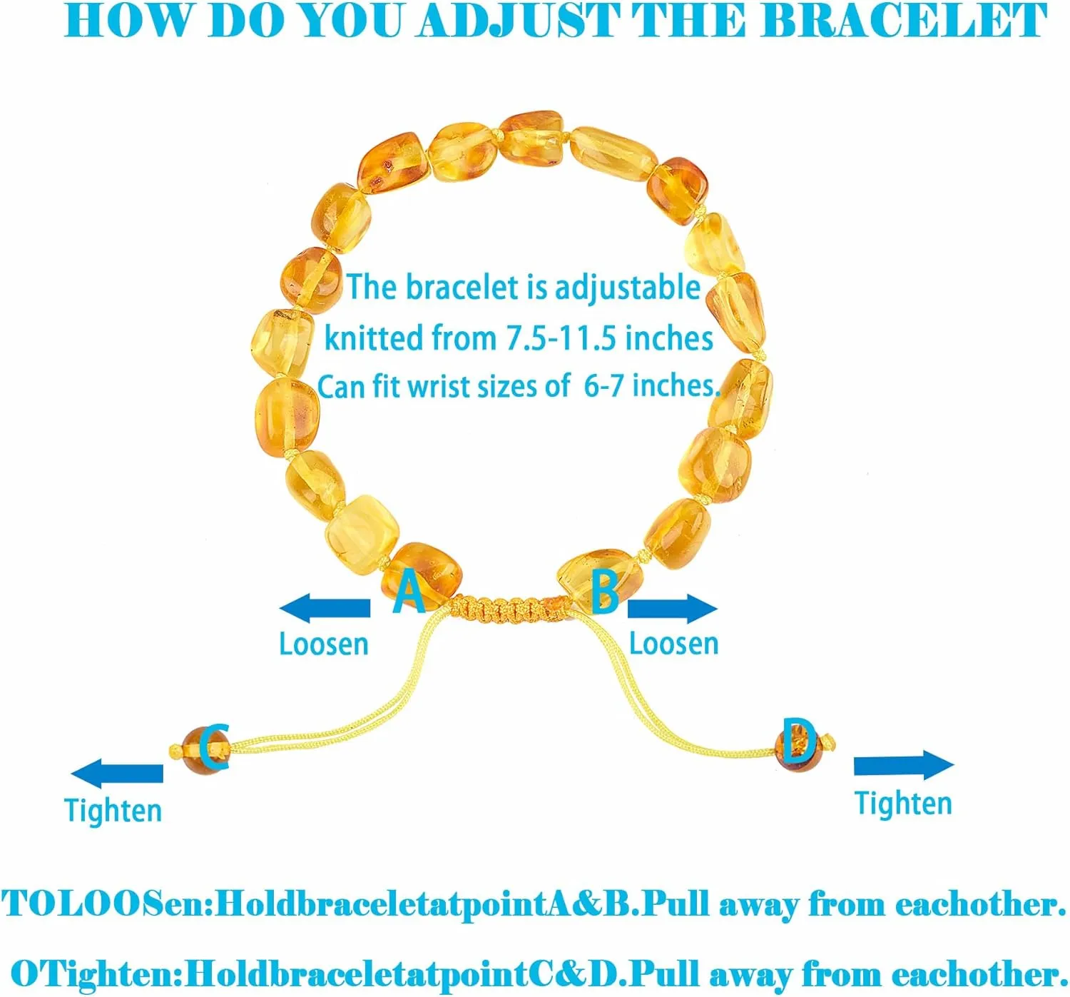 Baltic Amber raw Bracelet Gift Set -100% Certified and Authentic Premium Quality Raw Baltic Amber-True amber stone beads
