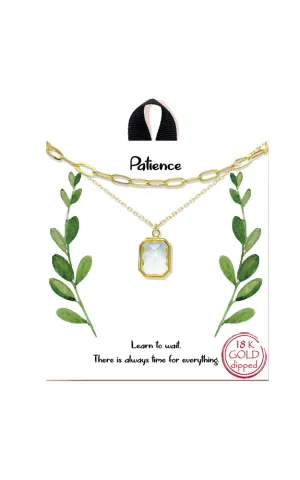 BANA089GD Gold "Patience" Emerald Cut Hanging Double Layer NK