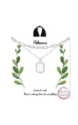 BANA089RH Rhodium "Patience" Emerald Cut Hanging Double Layer NK