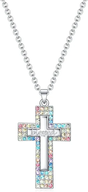 Baptism Cross Necklace for Women,First Communion Gold Cross Necklaces Jewelry Gifts for Women