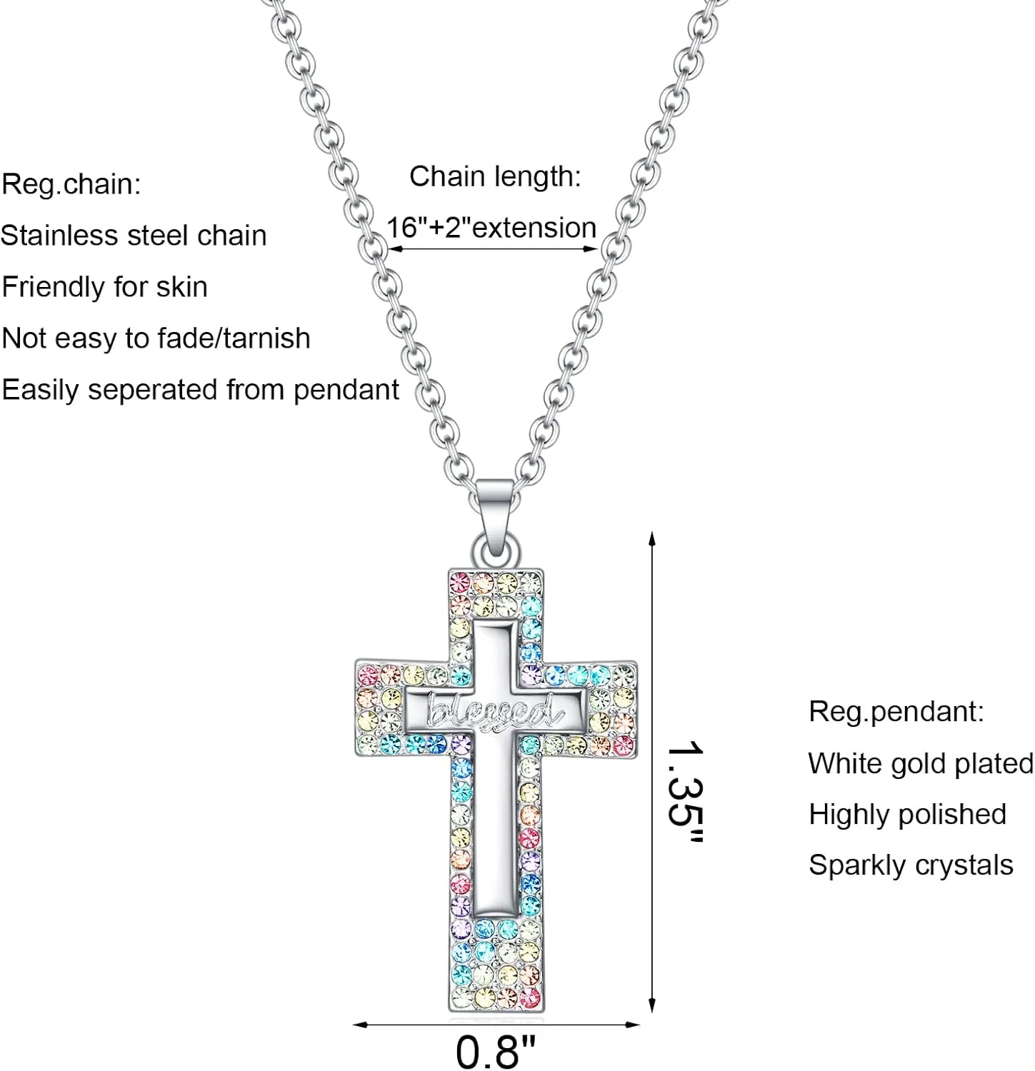 Baptism Cross Necklace for Women,First Communion Gold Cross Necklaces Jewelry Gifts for Women