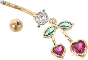 Belly Button Ring Navel Piercing Jewelry Fashionable Heart Cherry Dangle Belly Rings
