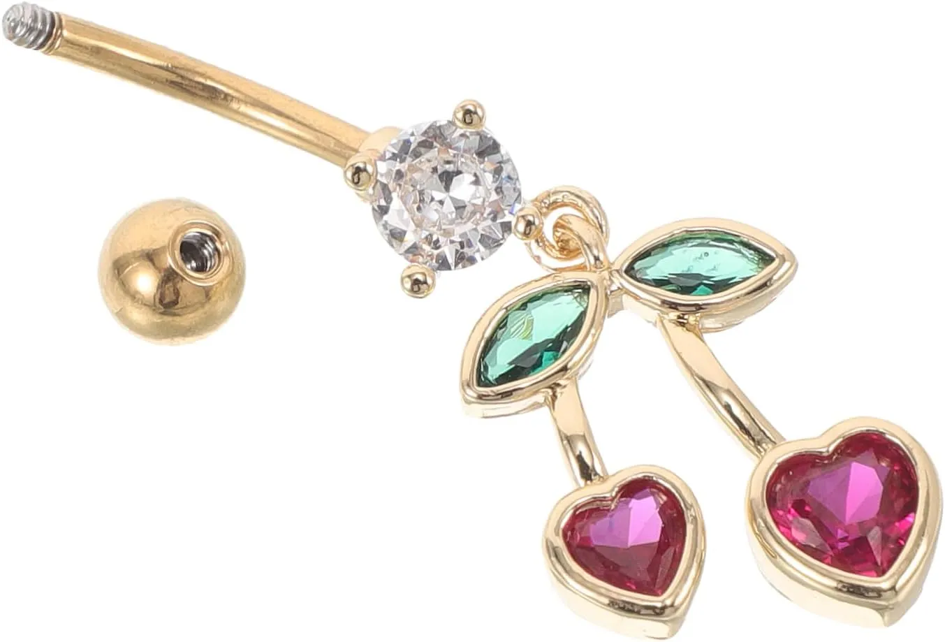 Belly Button Ring Navel Piercing Jewelry Fashionable Heart Cherry Dangle Belly Rings