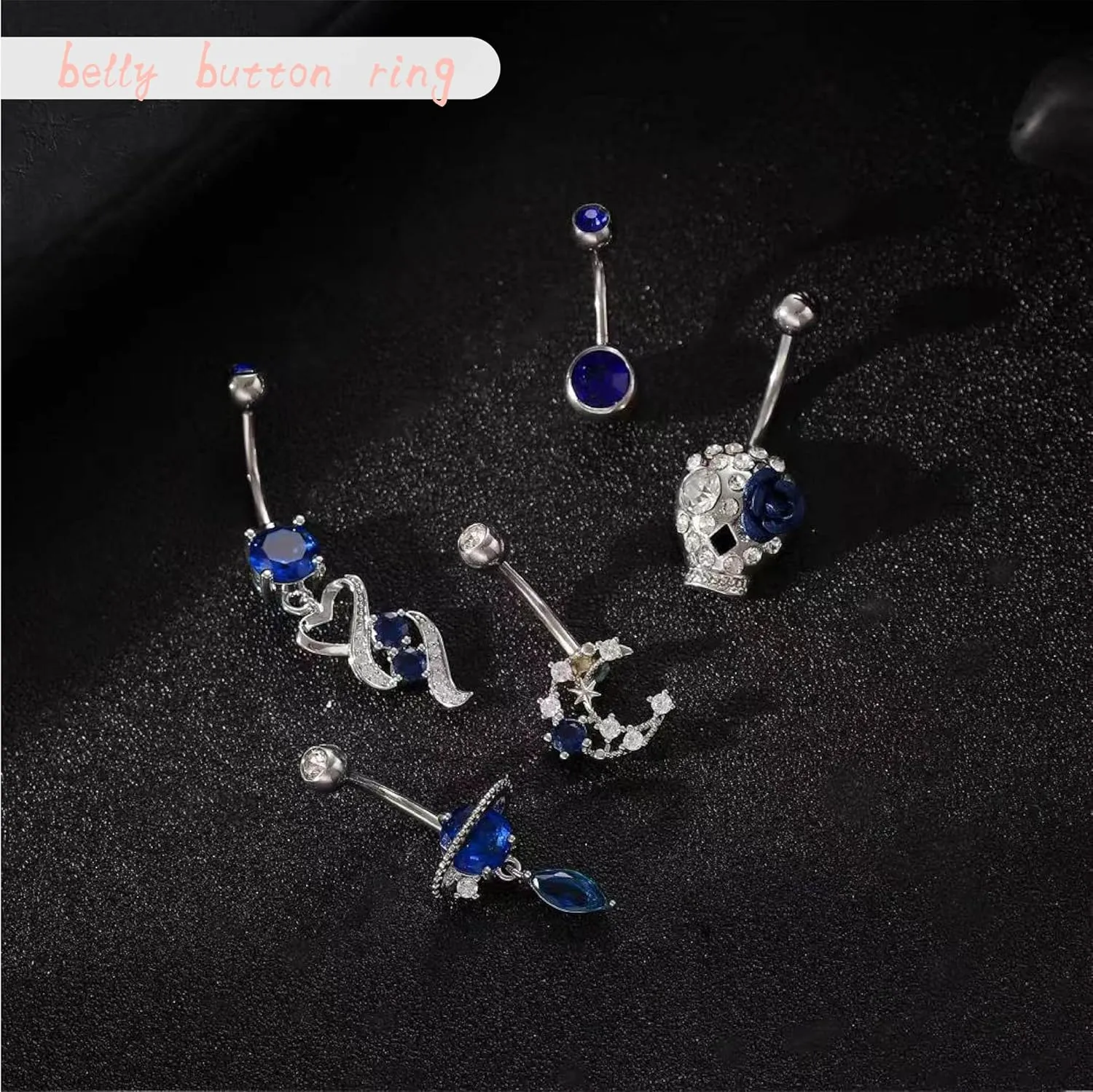 Belly Button Ring Stainless Steel Clip On Titanium Navel Piercing Jewelry Dangle Belly Button Piercing Kit Jewelry for Women