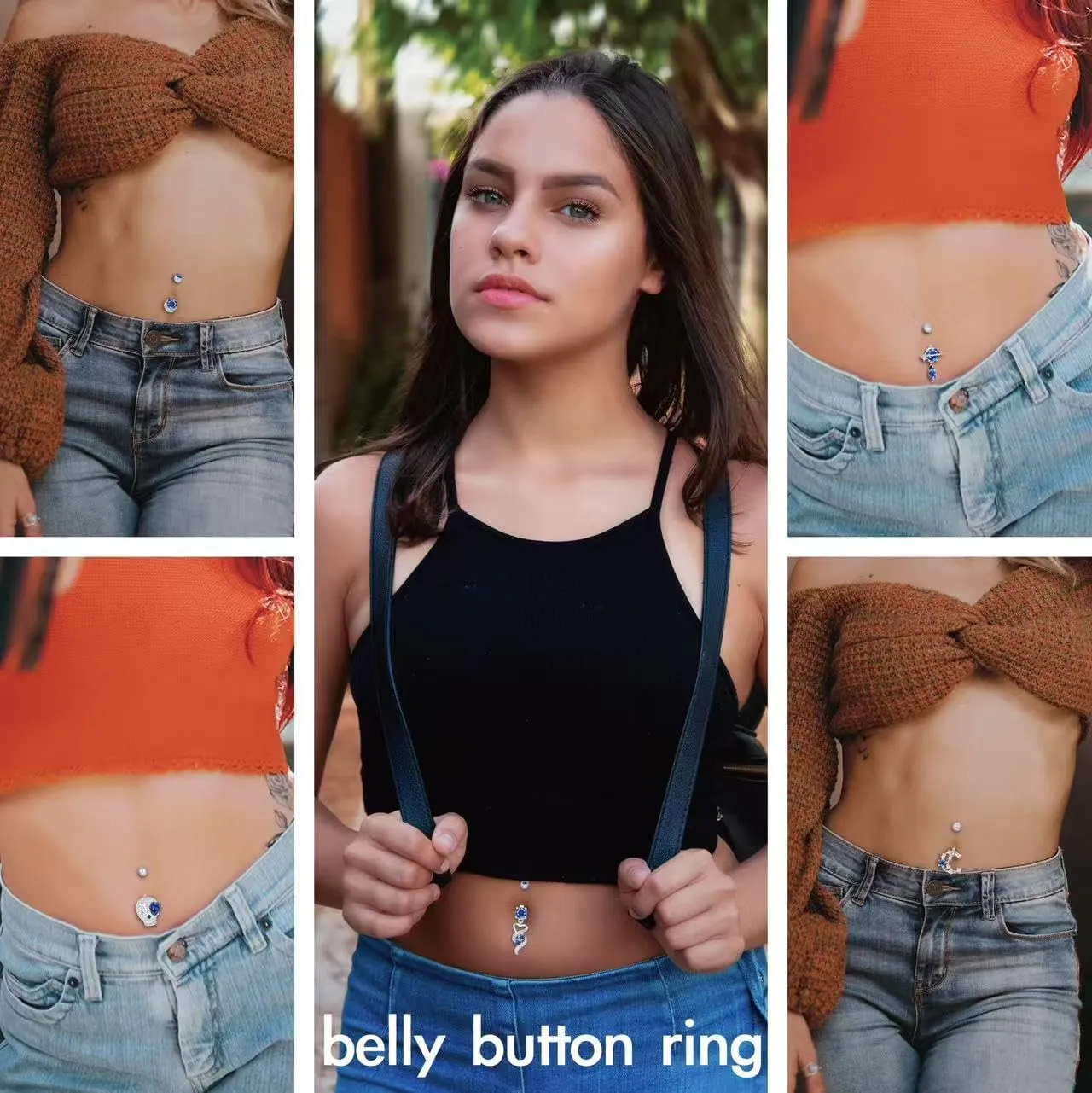 Belly Button Ring Stainless Steel Clip On Titanium Navel Piercing Jewelry Dangle Belly Button Piercing Kit Jewelry for Women