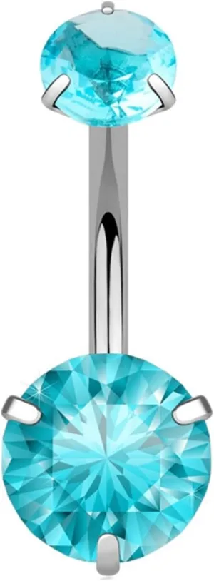 Belly Button Rings for Women, Belly Ring Surgical Steel Cubic Zirconia Silver 2 Zirconia 1.1G for Women Girls Body Piercing Jewelry