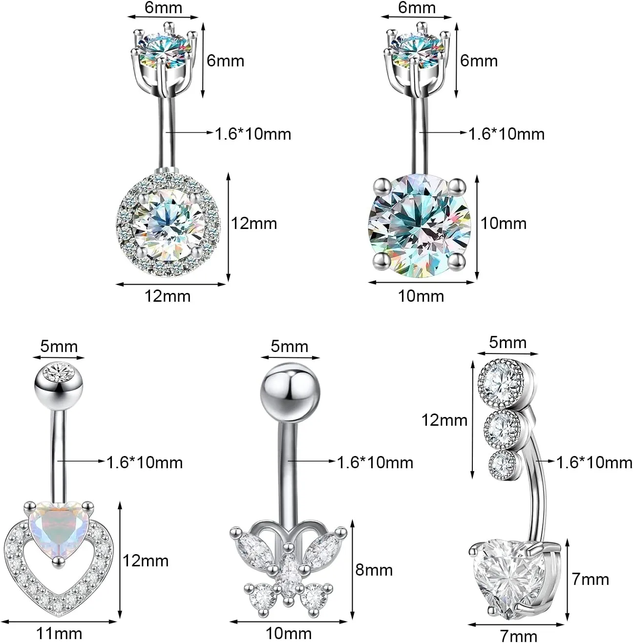 Belly Button Rings: Hypoallergenic Surgical Steel and Gold Clicker Rings