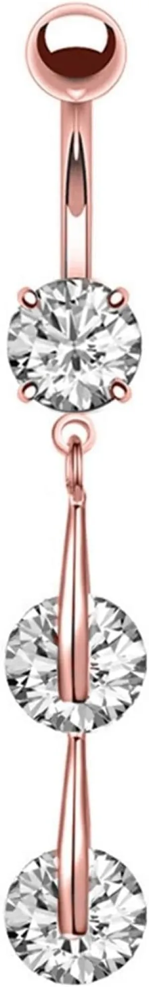 Belly Rings for Women, Belly Button Rings Belly Rings Surgical Steel Dangling Long with Round Cubic Zirconia Belly Button Jewelry