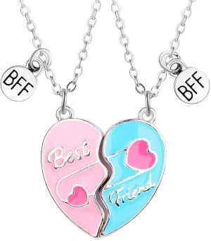 Best Friends Necklace for 2, Magnetic Heart Matching Pendant BFF Friendship Gift for Women