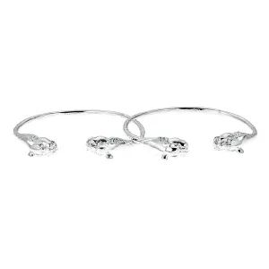 Better Jewelry Panther Ends .925 Sterling Silver West Indian Bangles, 1 pair