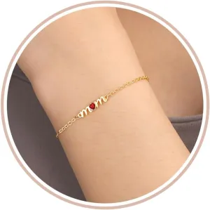 Birthday Gifts for Mom, Mom Birthday Gifts Birthstone Bracelets for Women Gold Dainty Bracelet Mom Christimas Gifts Socking Stuffers for Mom Happy Unique 30th 40th 50th 60th 70th 80th Mother Birthday Retirement Jewelry