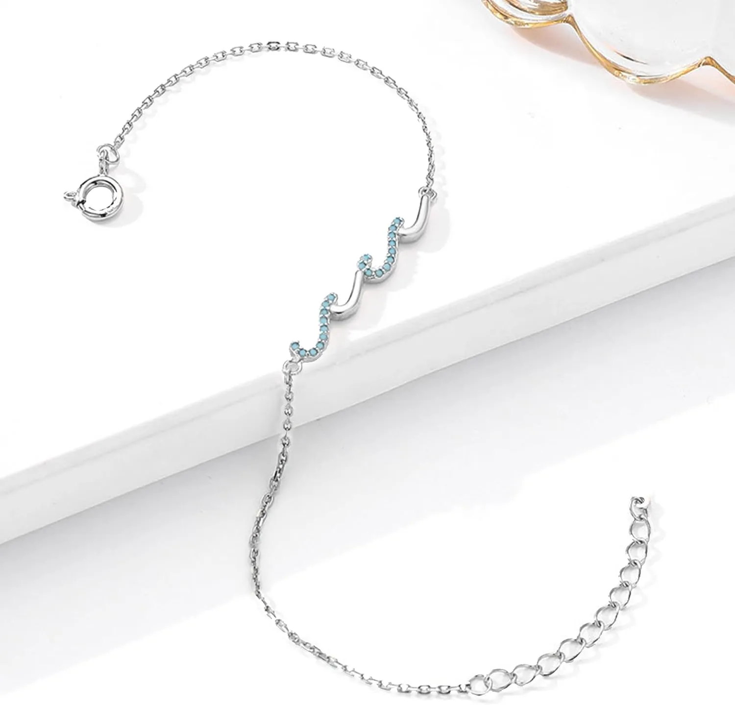 Birthday Gifts for Sister,S925 Sterling Silver Wave Bracelets for Sister,Mom,Wife,Daughter Jewelry from Mom, Unique Jewelry Gifts for Mother's Day,Anniversary,Chrismas