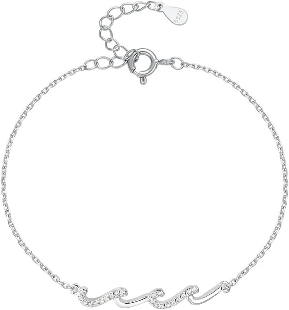 Birthday Gifts for Sister,S925 Sterling Silver Wave Bracelets for Sister,Mom,Wife,Daughter Jewelry from Mom, Unique Jewelry Gifts for Mother's Day,Anniversary,Chrismas