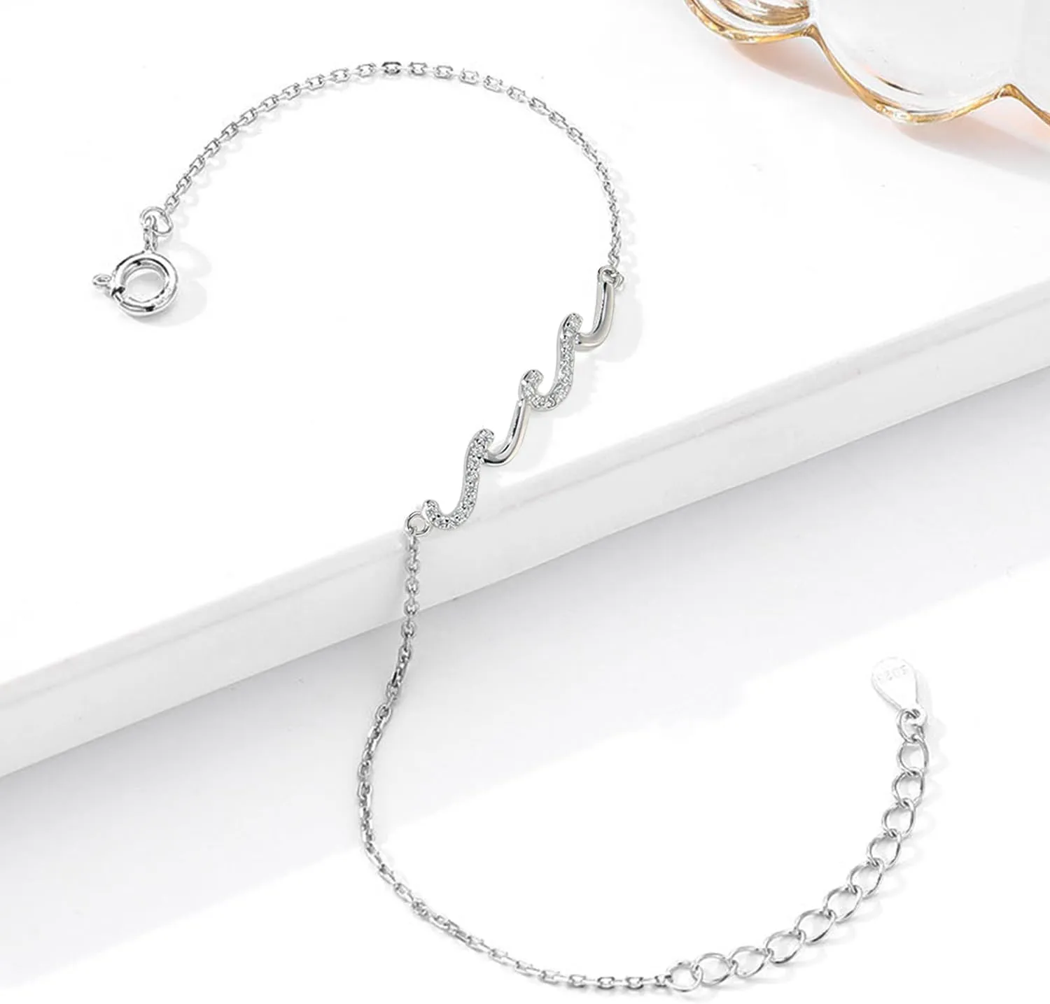 Birthday Gifts for Sister,S925 Sterling Silver Wave Bracelets for Sister,Mom,Wife,Daughter Jewelry from Mom, Unique Jewelry Gifts for Mother's Day,Anniversary,Chrismas