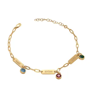 Birthstone Name Bracelets for Women Mom Jewelry Kids Names 925 Sterling Silver Handmade Bracelet Mothers Day Christmas Unique Birthday Gift for Her Mummy Wife Grandma Girlfriend Daughter Teen