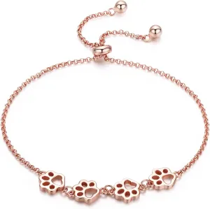 BISAER 925 Sterling Silver Dog Cat Paw Prints Bracelets Cat Bracelet Adjustable Bracelets for Women Dog Mom Pet Lover Gifts Jewelry