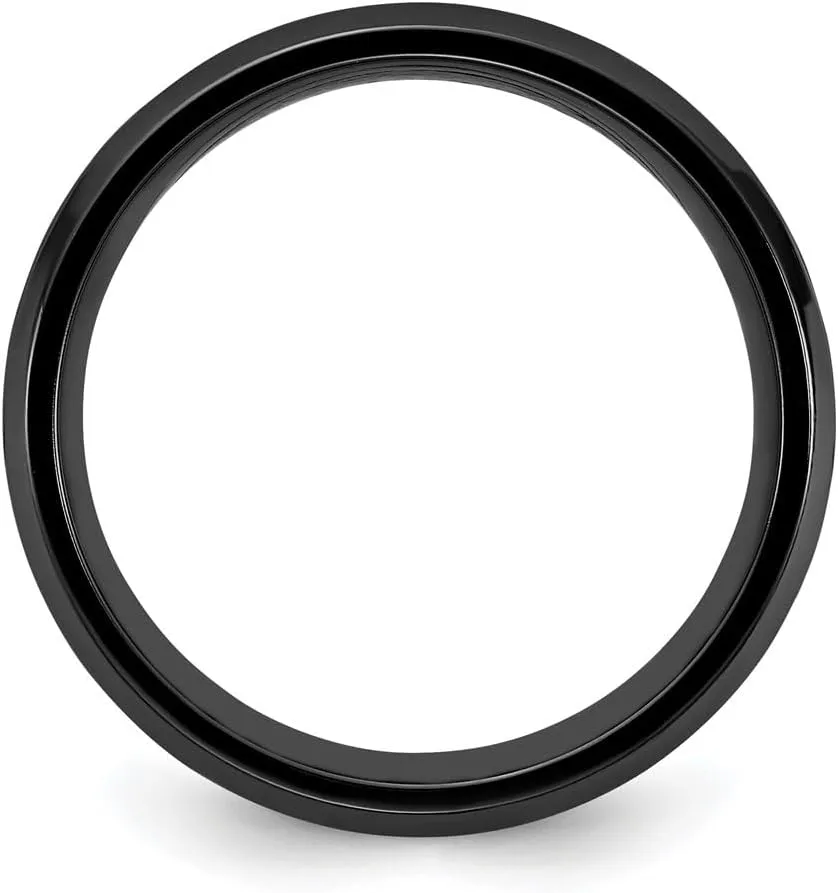 Black Zirconium Polished with Blue Imitation Opal Inlay 8 mm Band Size 7 to 13