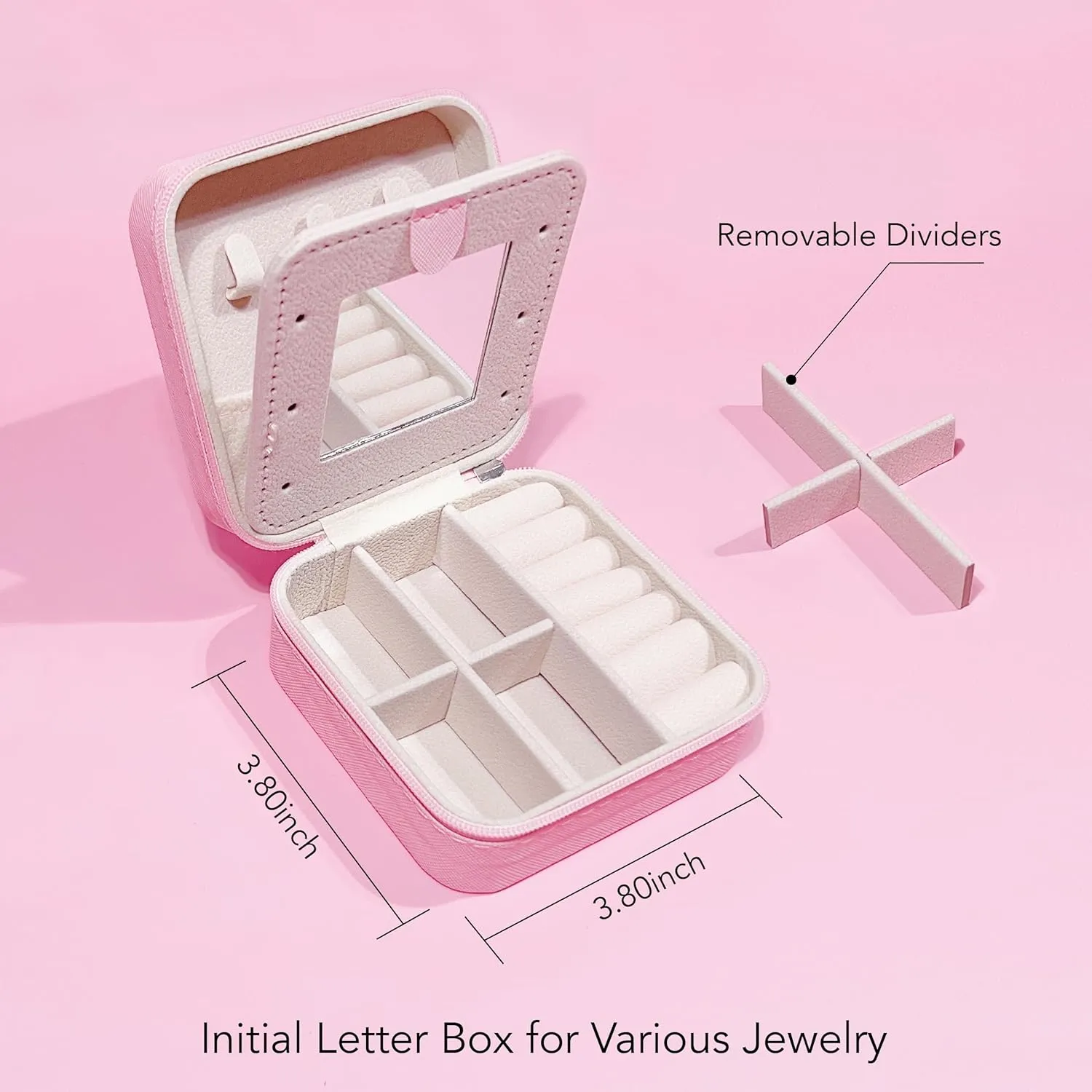 BLUTETE Personalized Initial Jewelry Box White Jewelry Boxes for Travel - Ring Holder Earring Holder Jewelry Organizer Teen Girl Gifts-Pink J