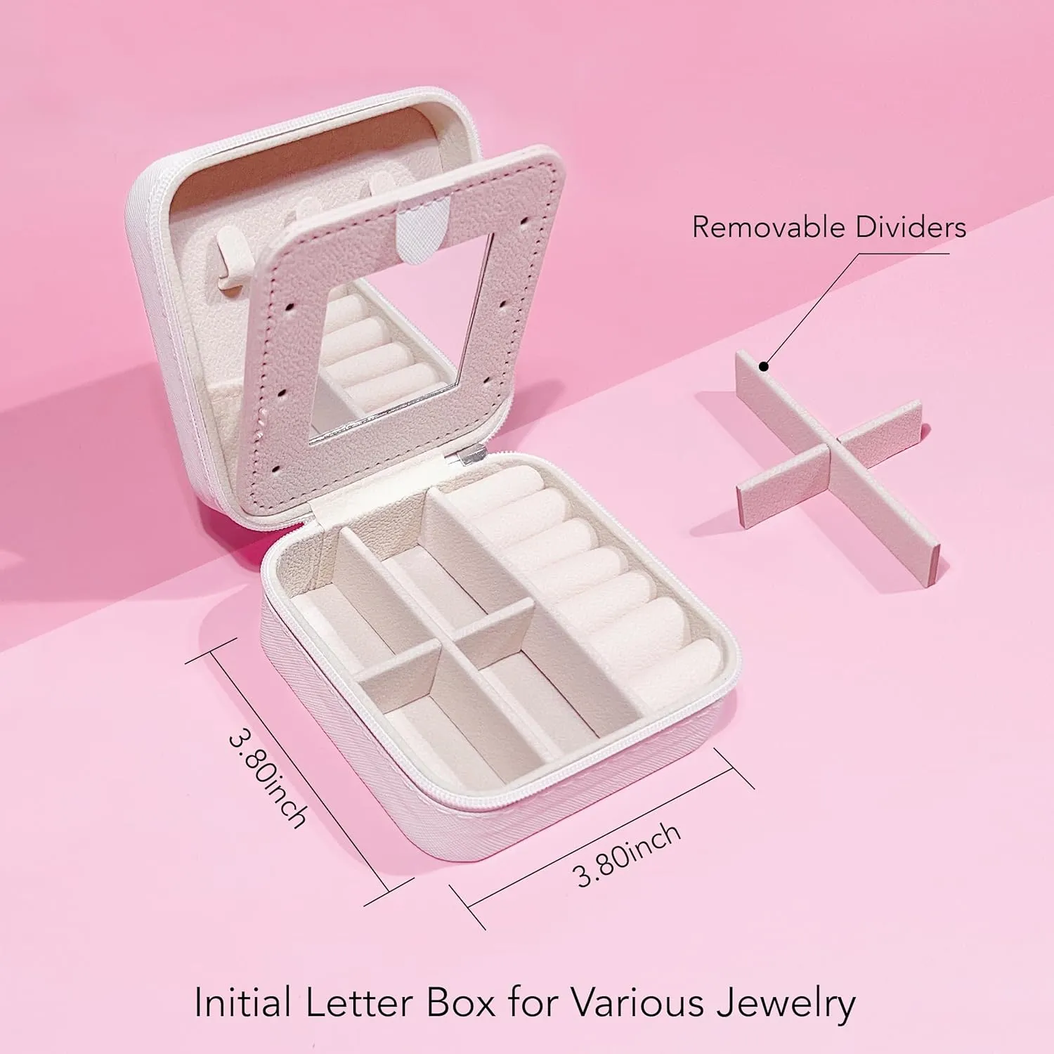 BLUTETE Personalized Initial Jewelry Box White Jewelry Boxes for Travel - Ring Holder Earring Holder Jewelry Organizer Teen Girl Gifts-White J