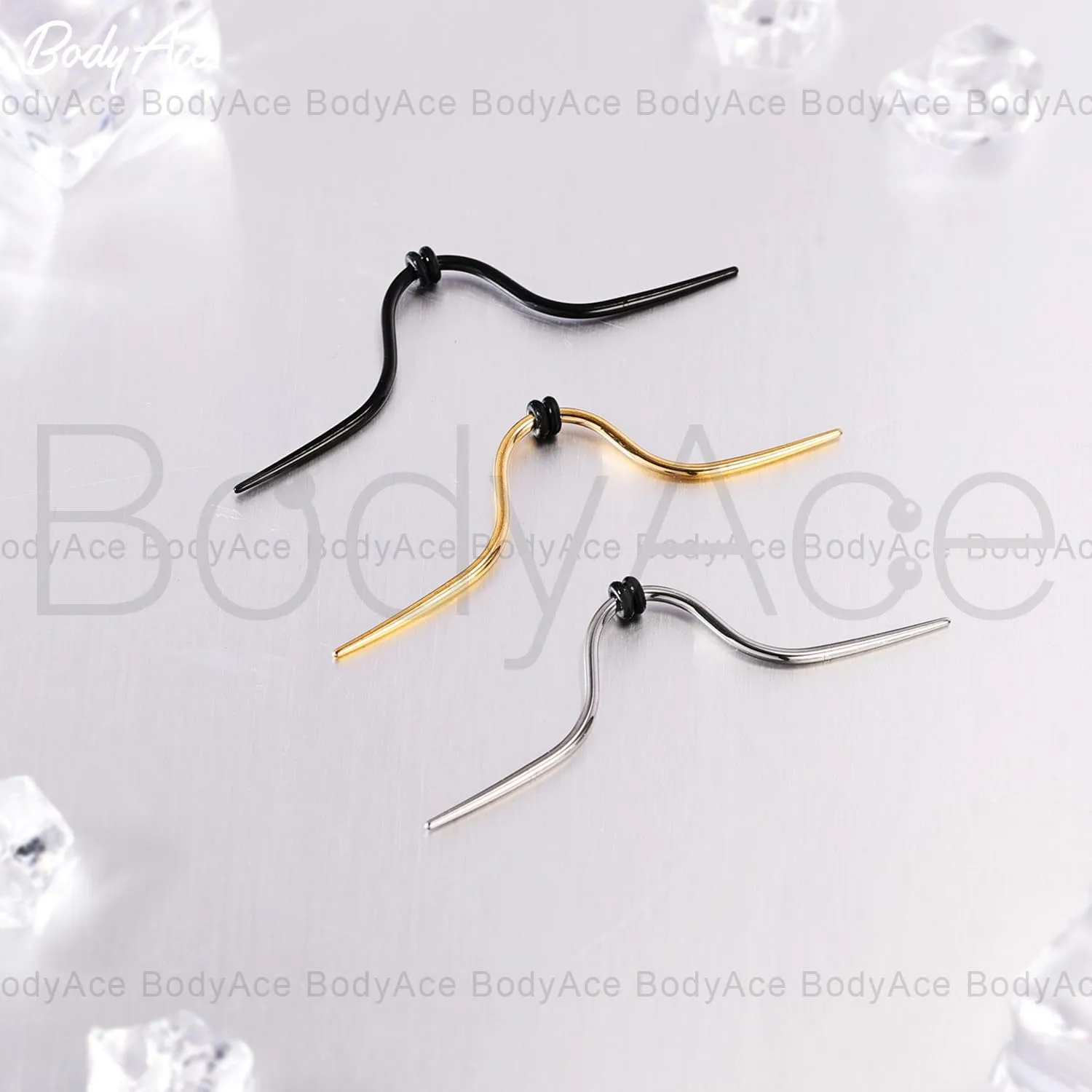 BodyAce 14G 16G Mustache Septum Ring, 316L Surgical Steel Nose Rings for Men Women, 2Pcs Funny Mustache Hanger Piercing Nose Jewelry Black Gold Silver