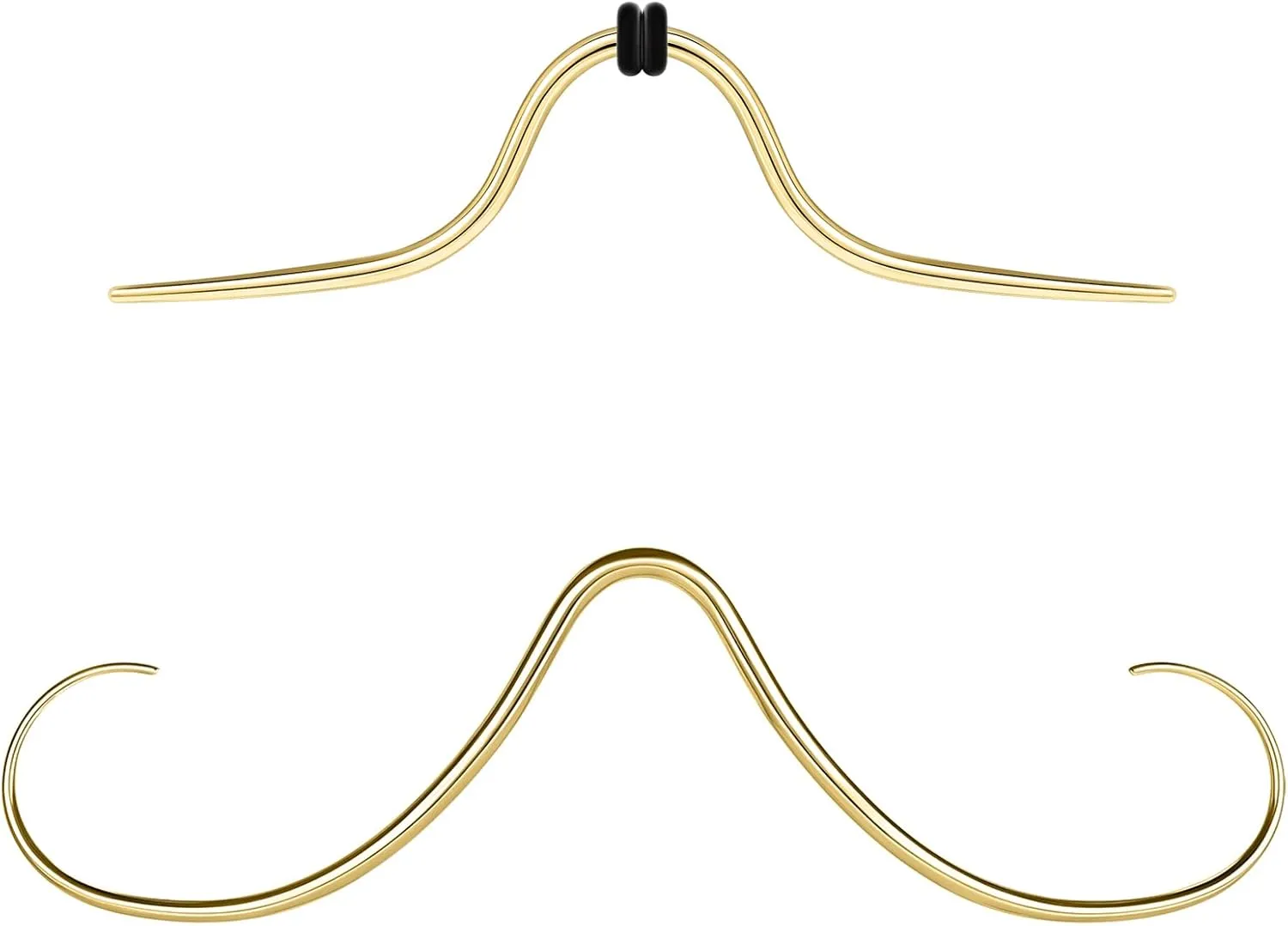BodyAce 14G 16G Mustache Septum Ring, 316L Surgical Steel Nose Rings for Men Women, 2Pcs Funny Mustache Hanger Piercing Nose Jewelry Black Gold Silver
