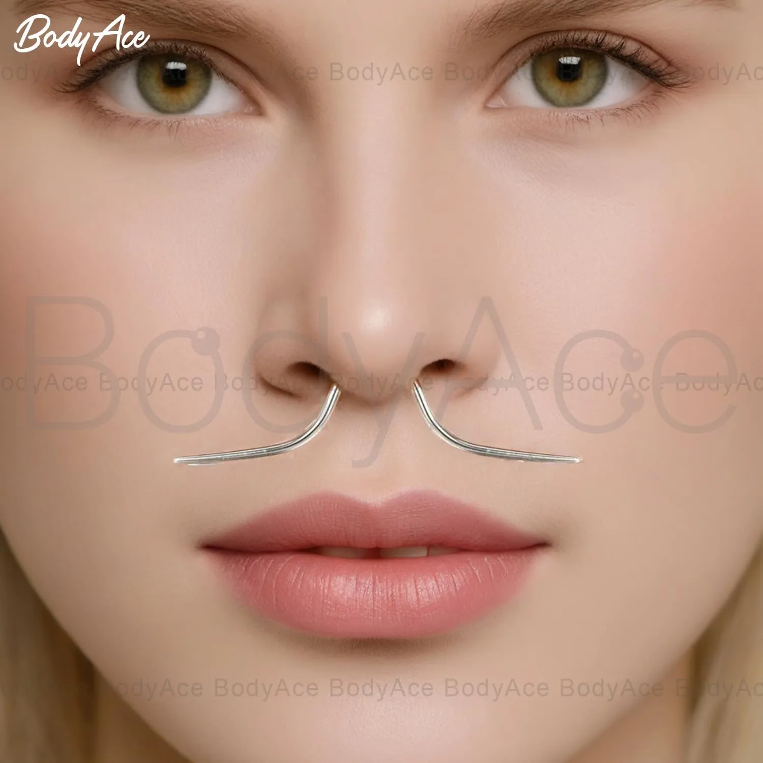 BodyAce 14G 16G Mustache Septum Ring, 316L Surgical Steel Nose Rings for Men Women, 2Pcs Funny Mustache Hanger Piercing Nose Jewelry Black Gold Silver